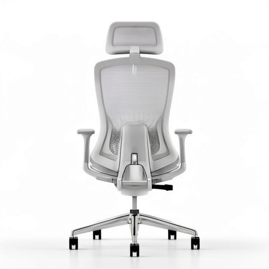 Ergonomiczne krzesło biurowe obrotowe z zagłówkiem 64 x 64 x 116–126 cm Szare