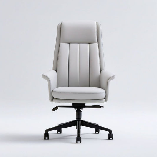 Biały fotel obrotowy z wysokim oparciem PU 66 x 68 x 116–126 cm