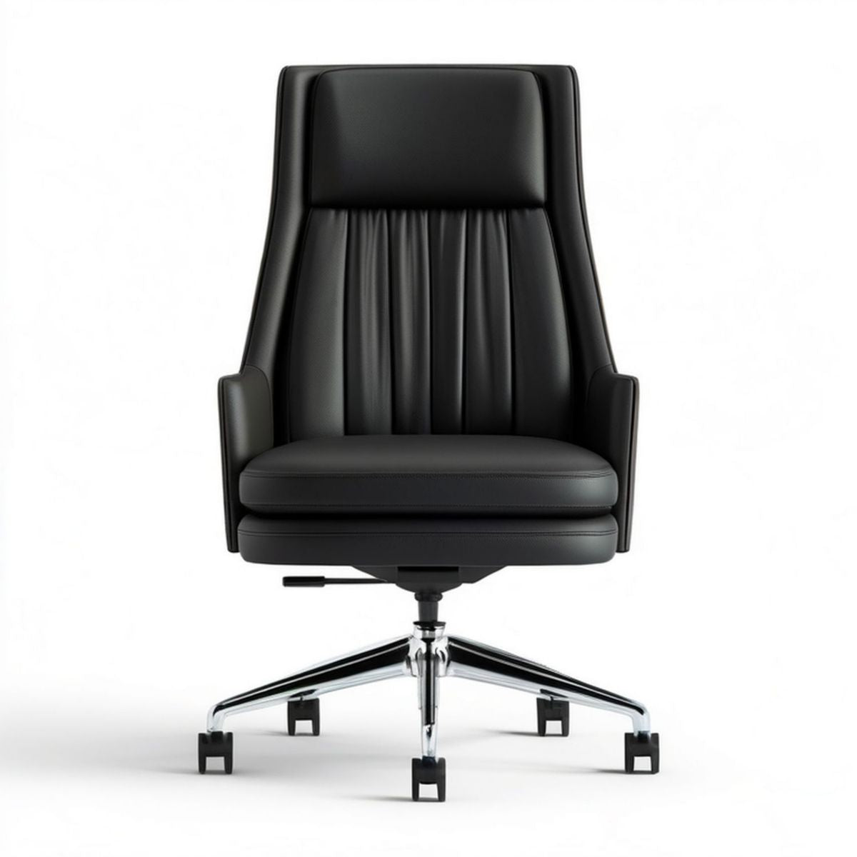 Czarny obrotowy fotel z ekoskóry PU z wysokim oparciem 65 x 65 x 112–122 cm