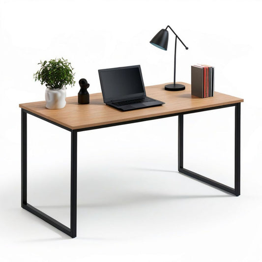 Biurko prostokątne 120 x 60 x 75 cm Dąb jasny/Czarny MDF stal