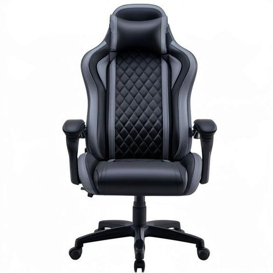 Czarny obrotowy fotel gamingowy ze skóry syntetycznej PU 68 x 65 x 120–130 cm