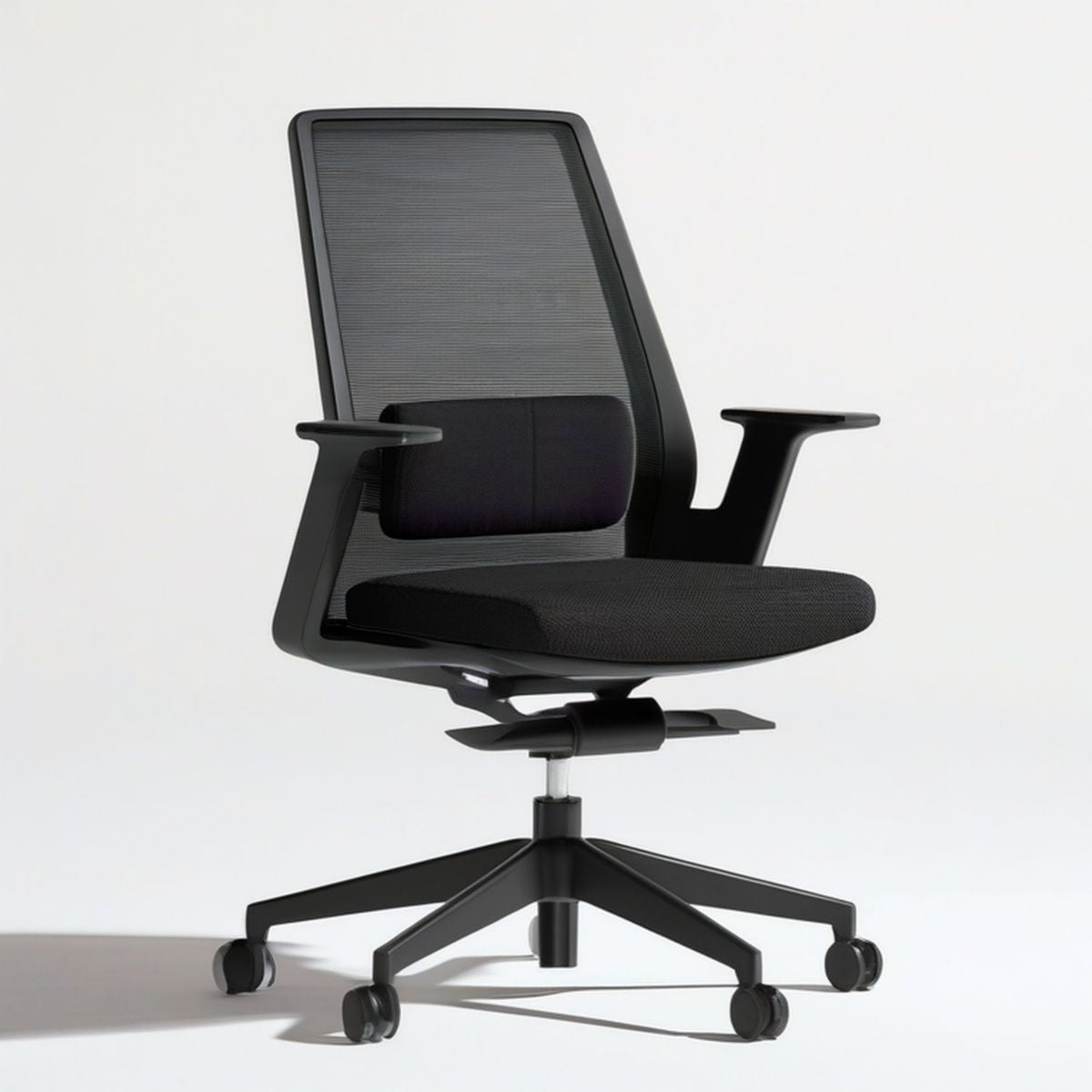 Ergonomiczny fotel biurowy obrotowy z siatkowym oparciem, czarny, 64 x 64 x 116–126 cm