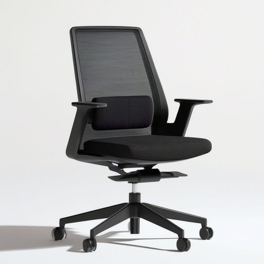 Ergonomiczny fotel biurowy obrotowy z siatkowym oparciem, czarny, 64 x 64 x 116–126 cm