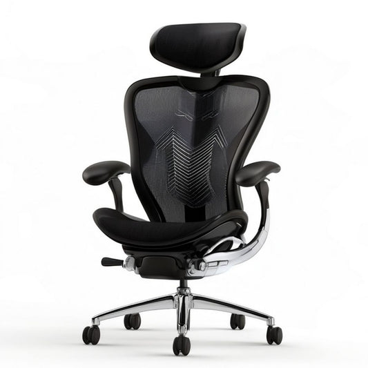 Ergonomiczny obrotowy fotel biurowy z regulowanym zagłówkiem 65 x 65 x 118–128 cm Czarny/Srebrny