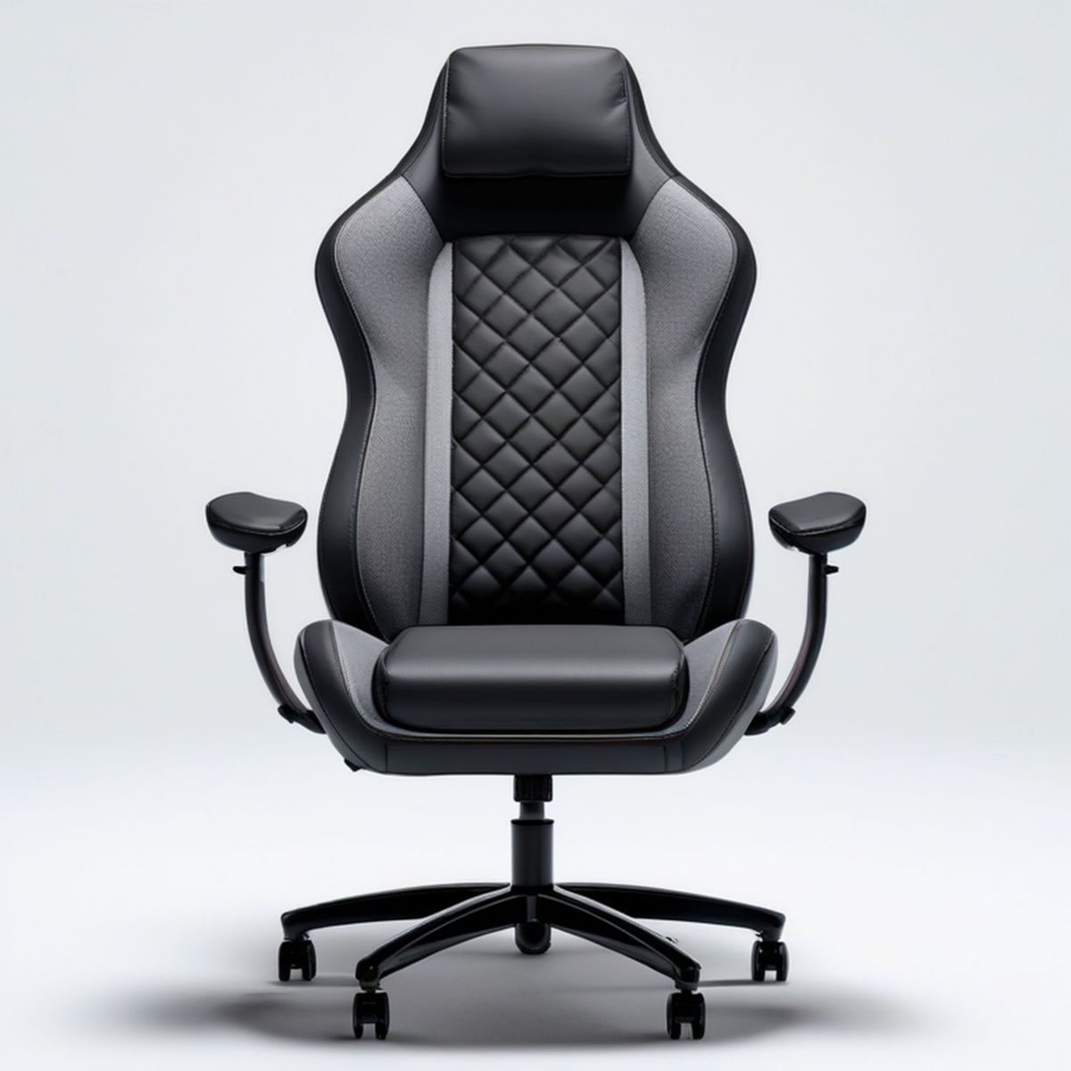 Obrotowy fotel gamingowy 66 x 70 x 122–132 cm, czarno-szary, z tapicerką PU i poliestru