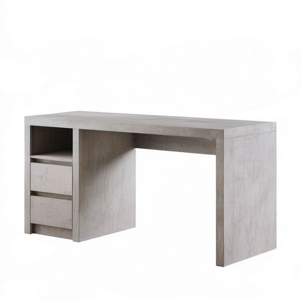 Biurko z 2 szufladami i półką 120 x 60 x 75 cm, jasnoszary beton