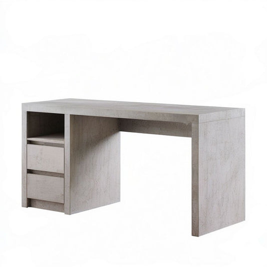 Biurko z 2 szufladami i półką 120 x 60 x 75 cm, jasnoszary beton